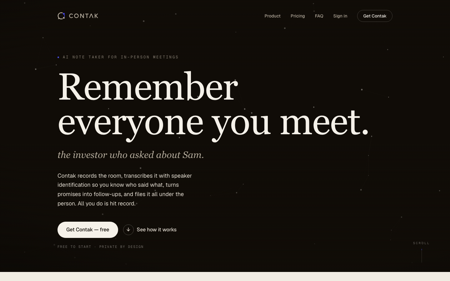 Contak 官方产品首页：Remember everyone you meet